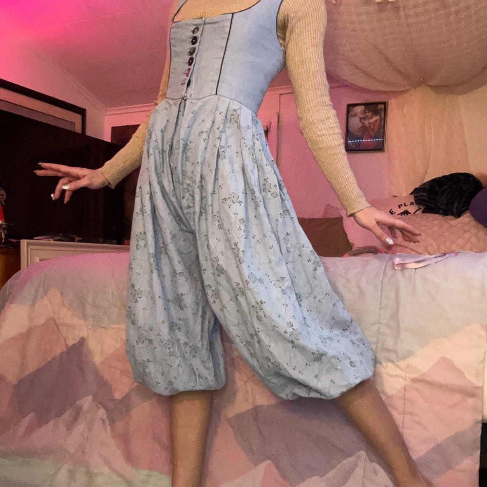 Custom Altered Blue Floral Bodice Style Fantasy Sora-Style Romper